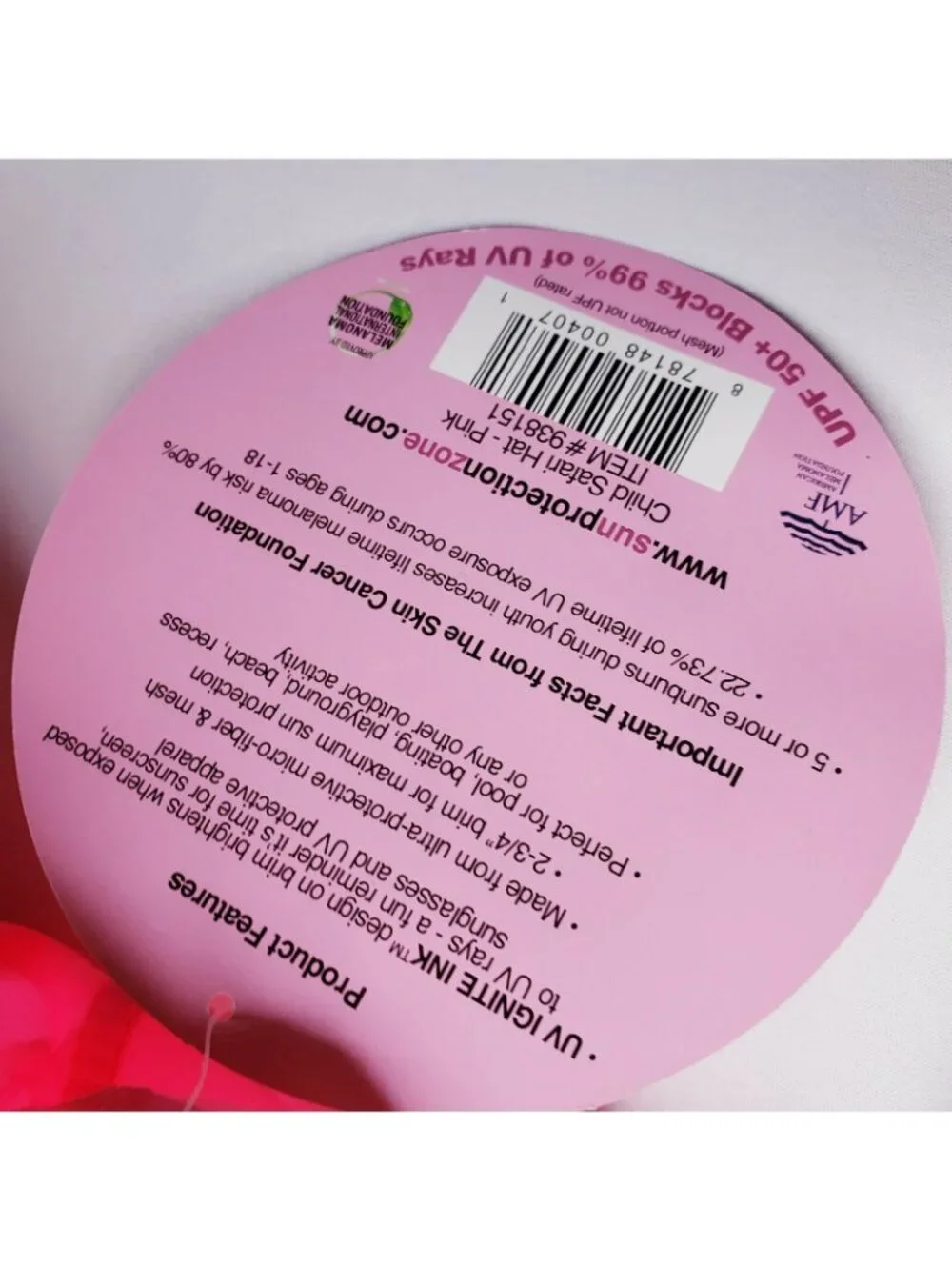 Sun Protection Kids Safari Hat Pink w Flowers Size 3 -10 Sunscreen Reminder